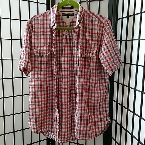 EuC Tommy Hilfiger Mens Short Sleeve Button Down - Picture 2 of 4